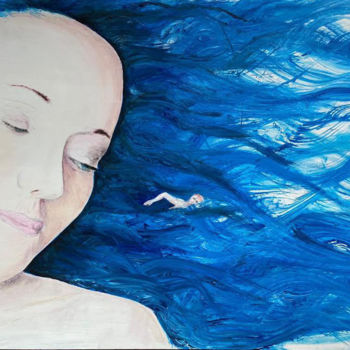 Картина под названием "Swimlover" - Gilles David, Подлинное произведение искусства, Масло