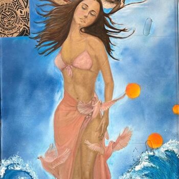 Pittura intitolato "Tahiti" da Gilles David, Opera d'arte originale, Acrilico