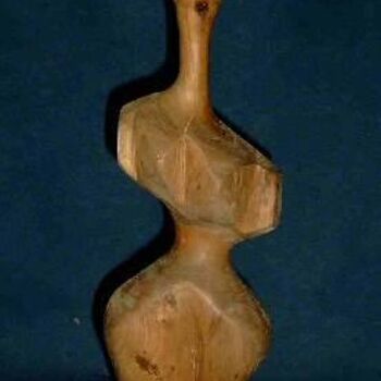 Sculpture titled "Africaine" by Francois Hecquet, Original Artwork, Wood