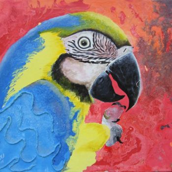 Painting titled "Painting " Macaws "" by Nataliia Fialko, Original Artwork, Enamel