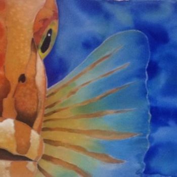 Textile Art titled "Batik "Fish"" by Nataliia Fialko, Original Artwork