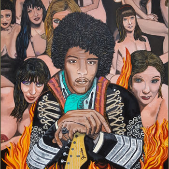 Painting titled "Jimi and the Electr…" by Fiasco, Original Artwork, Acrylic