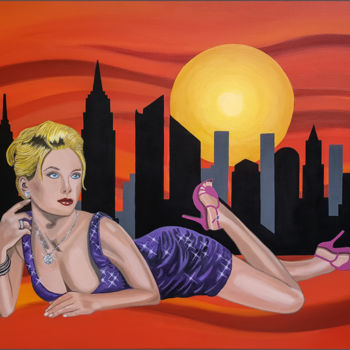 Painting titled "Lady Skyline" by Fiasco, Original Artwork, Acrylic