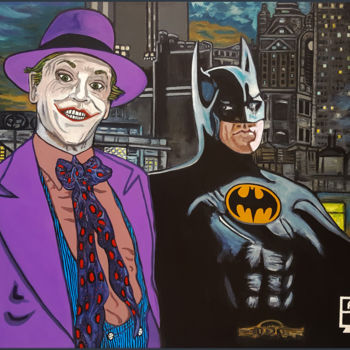 Pintura intitulada "Batman and the Joker" por Fiasco, Obras de arte originais, Acrílico