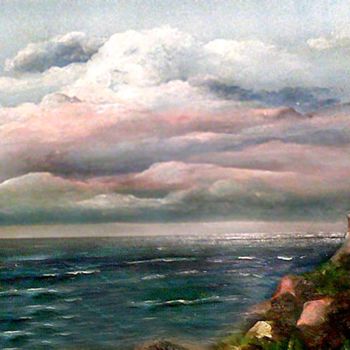 Pittura intitolato "Evening at the seas…" da Mikhail Slobodin, Opera d'arte originale, Acrilico