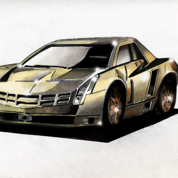Рисунок под названием "modern car" - Михаил Слободин, Подлинное произведение искусства, Маркер