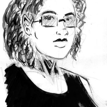 Drawing titled "portrait2" by Fidel Durana, Original Artwork, Ink