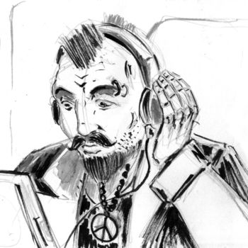Desenho intitulada "portrait16" por Fidel Durana, Obras de arte originais, Tinta