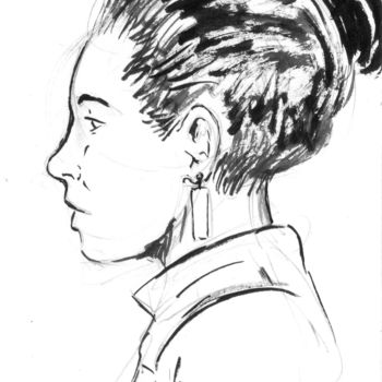 Tekening getiteld "Sonia portrait" door Fidel Durana, Origineel Kunstwerk, Inkt