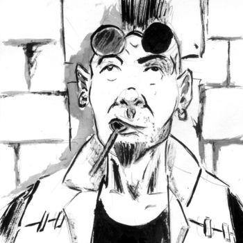 Drawing titled "Punky brother (port…" by Fidel Durana, Original Artwork, Ink