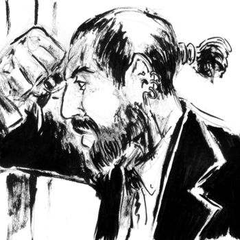 「Portrait nb9 carnet…」というタイトルの描画 Fidel Duranaによって, オリジナルのアートワーク, インク