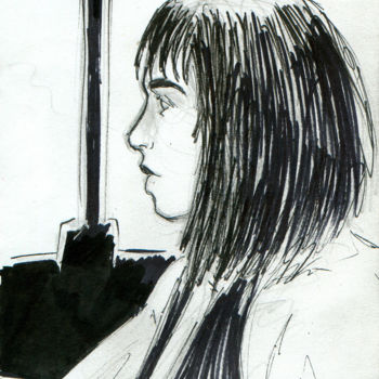 「Perfil Eva」というタイトルの描画 Fidel Duranaによって, オリジナルのアートワーク, インク