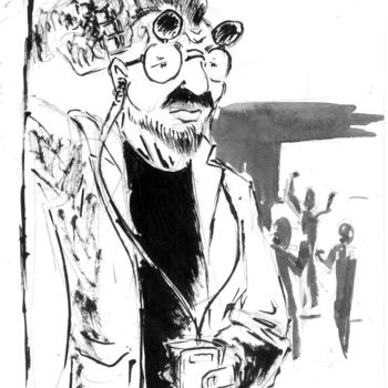 Рисунок под названием "Hugo portrait" - Fidel Durana, Подлинное произведение искусства, Чернила