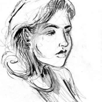Drawing titled "Portrait de carnet…" by Fidel Durana, Original Artwork, Ink