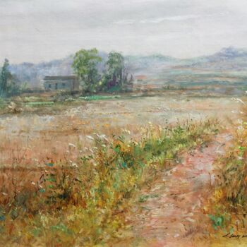 Peinture intitulée "Country field" par Field Lynn, Œuvre d'art originale, Huile Monté sur Châssis en bois