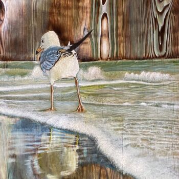 Schilderij getiteld "The Seagull" door Fikret Şen, Origineel Kunstwerk, Acryl
