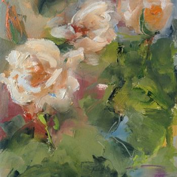 Painting titled "La Rose" by Philippe Bucher, Original Artwork, Oil