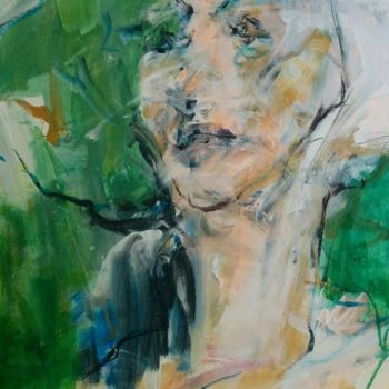 Painting titled "Portrait Evelyne" by Philippe Bucher, Original Artwork, Acrylic