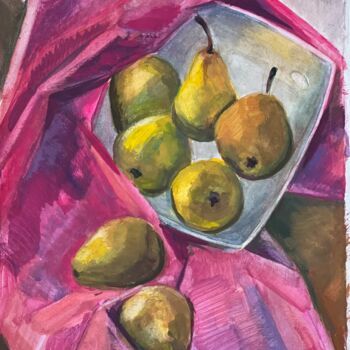 Painting titled "Pears" by Fil Romanov, Original Artwork, Gouache