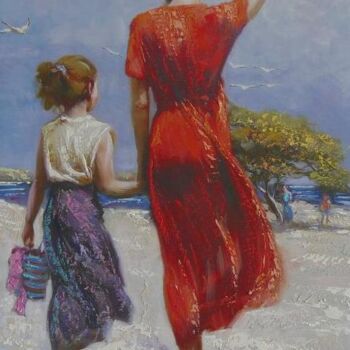 Pittura intitolato "Mother and daughter…" da Filip Petrovic, Opera d'arte originale, Acrilico