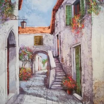 Painting titled "Spanish village, ac…" by Filip Petrovic, Original Artwork, Acrylic