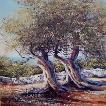 Painting titled "Olive trees acrylic…" by Filip Petrovic, Original Artwork, Acrylic