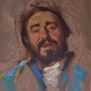 Painting titled "Luciano Pavarotti a…" by Filip Petrovic, Original Artwork, Acrylic