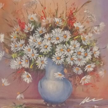 Painting titled "Flowers daisies acr…" by Filip Petrovic, Original Artwork, Acrylic