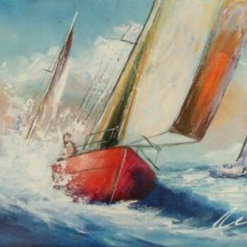 Painting titled "Sailing boats acryl…" by Filip Petrovic, Original Artwork, Acrylic