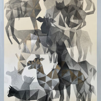 Painting titled "southern animals" by Filip Warzecha, Original Artwork, Airbrush