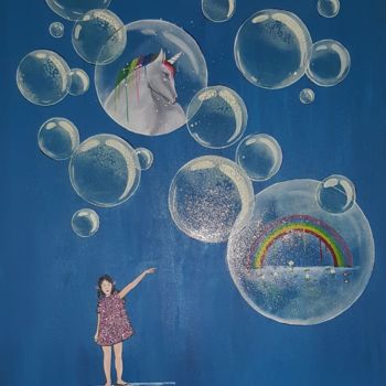Painting titled "Floating Dreams" by Anna Duarte, Original Artwork, Oil