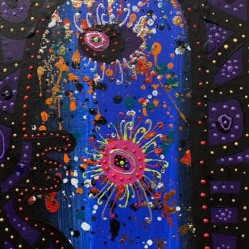 Картина под названием "Голубая голова" - Филипп Казак, Подлинное произведение искусства, Акрил