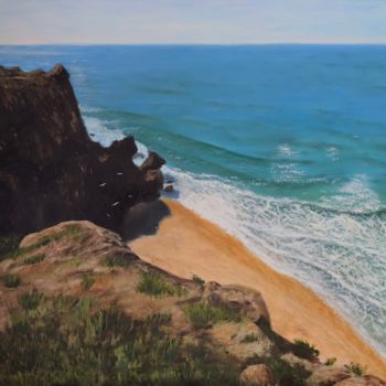 Peinture intitulée "Rocks, beach, bay (…" par Lyudmila Filippova, Œuvre d'art originale, Huile Monté sur Châssis en bois