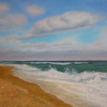 Schilderij getiteld "Coast of the sea of…" door Lyudmila Filippova, Origineel Kunstwerk, Olie Gemonteerd op Frame voor houte…