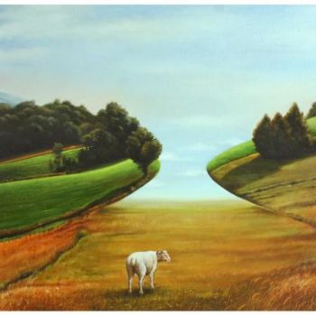 Картина под названием "A lamb roaming with…" - Igor Lysenko, Подлинное произведение искусства, Масло