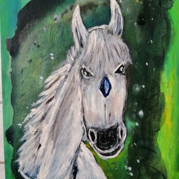 Painting titled "White Horse" by Filius Kasimov, Original Artwork, Acrylic