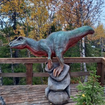 Sculpture intitulée "Эра динозавров. Рез…" par Vladimir Filatov, Œuvre d'art originale, Bois