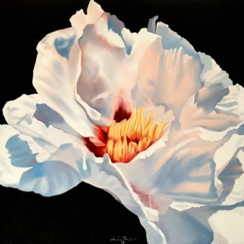 Malerei mit dem Titel "CORTESE PEONY" von Luigi Maria De Rubeis, Original-Kunstwerk, Acryl