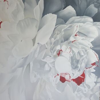 Картина под названием "WHITE PEONY" - Luigi Maria De Rubeis, Подлинное произведение искусства, Масло