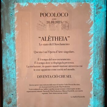 Printmaking titled "Presentazione Aléth…" by Finestrelle Film Production, Original Artwork, Digital Print Mounted on Wood Pa…