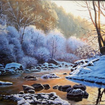 Картина под названием "Зимнее утро" - Эдуард Финиревский, Подлинное произведение искусства, Масло