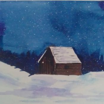 Pintura titulada "Snow nigth" por Israel Correa, Obra de arte original, Acuarela