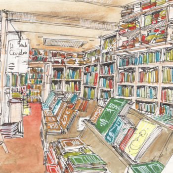 Dessin intitulée "La librairie Coiffa…" par Studio Figi, Œuvre d'art originale, Crayon