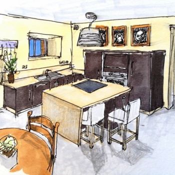 Tekening getiteld "cuisine" door Studio Figi, Origineel Kunstwerk