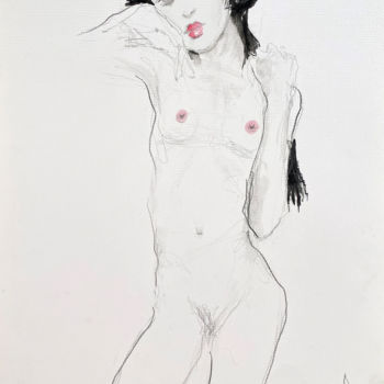 Girl with Black Hair - inspired by Egon Schiele