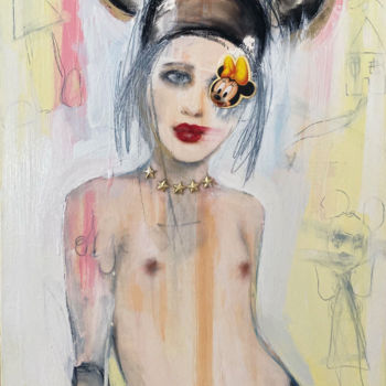 Painting titled "Lola in mickey mous…" by Fiona Maclean, Original Artwork, Oil