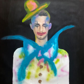 Painting titled "The clown" by Fiona Maclean, Original Artwork, Oil