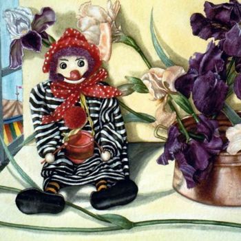 「clown-e-iris-cm35x5…」というタイトルの絵画 Fiorenzo Isaiaによって, オリジナルのアートワーク