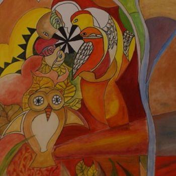 Картина под названием "Uccelli" - Fiore, Подлинное произведение искусства