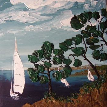 Peinture intitulée ""Bord de rive en Br…" par Flasi, Œuvre d'art originale